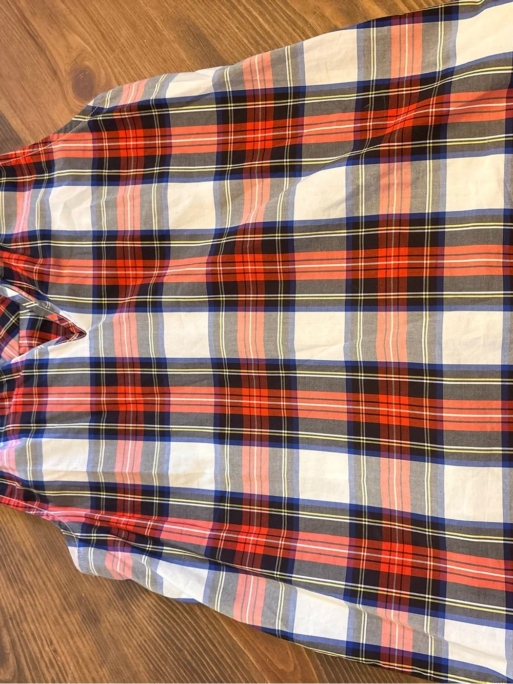 J. Crew Tartan Plaid Ruffle Neck Sleeveless Blouse Cotton